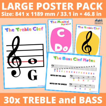 Preview of 30x LARGE Poster pack: The Treble and Bass Clef and extra bonus posters.
