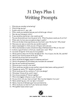 31 Days Plus 1 - Writers Prompts by Jackie Mink | TpT