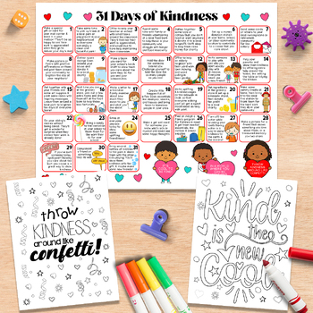 31 Days of Kindness Calendar NO PREP | Gratitude Calendar | TPT