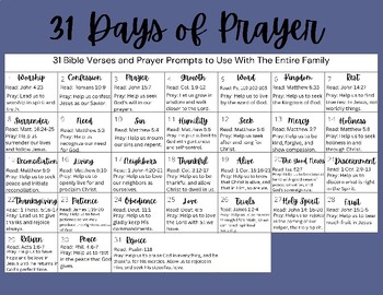 Preview of 31 Days of Prayer Printout