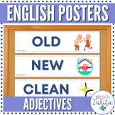 31 English Adjective Posters: Beginner + ESL / ELL / Newco