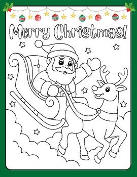 Preview of 31 FUN CUTE Merry Christmas Coloring Sheets Printable Pages Santa Reindeer Elf