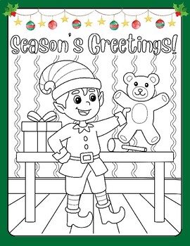 Preview of 31 FUN CUTE Season's Greetings Coloring Sheets Printable Pages Elf Holiday Santa