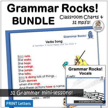 Preview of Grammar Lessons with 31 Grammar Charts + 31 Grammar mp3 Songs BUNDLE