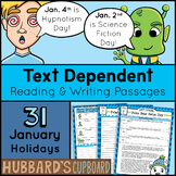 31 January Reading Passages - January Writing Prompts - Ja