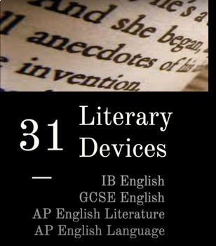 Preview of 31 Literary Devices Powerpoint (IB English/GCSE English/AP Lang/AP Lit)