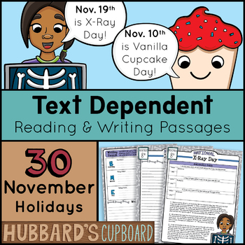 Preview of 31 November Reading Passages - November Writing Prompts - November Activities