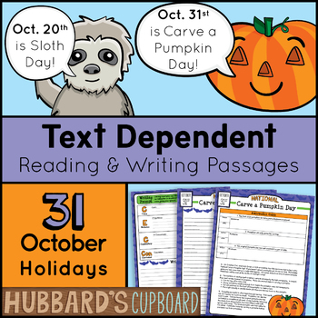 Preview of 31 October Writing Prompts & Reading - October Activities - October Morning Work