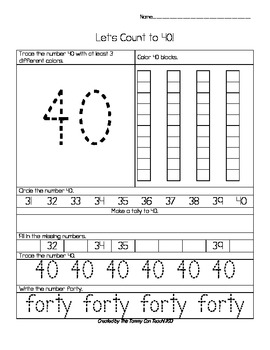 31 to 40 Common Core Number Skills Worksheets by This Tammy Can Teach