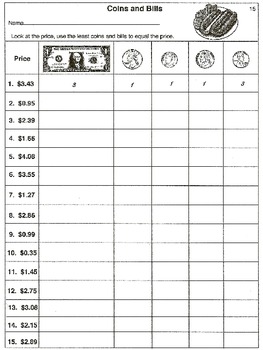 money value worksheets 3rd grade