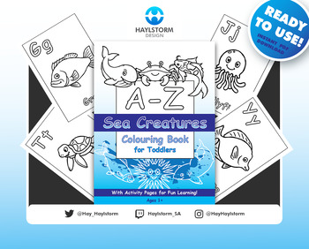 Preview of 32 A-Z Sea Creatures Themed Colouring Pages with activities! | For Toddlers