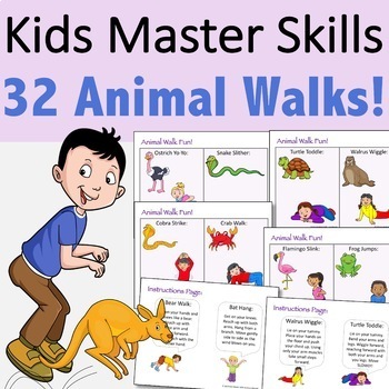 Preview of 32 Animal Walk Movement Cards for Sensory Regulation and Brain Breaks