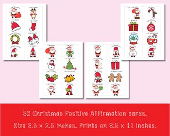 Preview of 32 Christmas Positive affirmation cards for kids | Positive thought cards