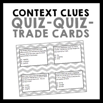 Preview of Context Clues Quiz-Quiz-Trade Cards {Set of 32}