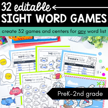 Preview of 32 EDITABLE Sight Word Games