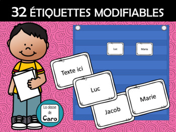 Preview of 32 ÉTIQUETTES MODIFIABLES (FRENCH FSL)