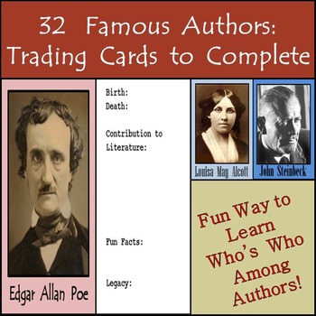 Preview of 32 Famous Authors in History - Trading Cards - Great for High School English!