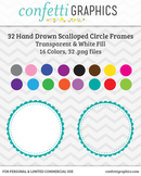 32 Hand Drawn Scalloped Circle Frames / Borders / Journal 