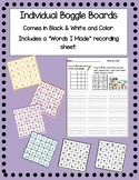 32 Mini Boggle Boards & Recording Sheet (Color or Black & White)