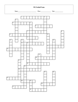 Preview of 32 NFL Football Teams Crossword with Key