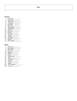 32 NFL Football Teams Crossword with Key by Maura Derrick Neill