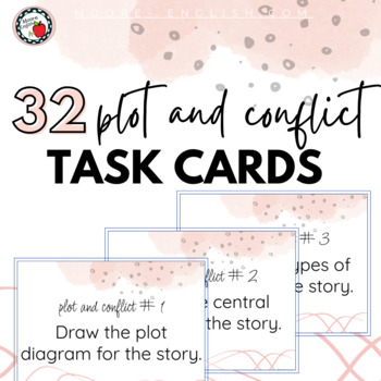 Preview of 32 Plot and Conflict Task Cards for ANY Novel or Short Story / Print + Digital 