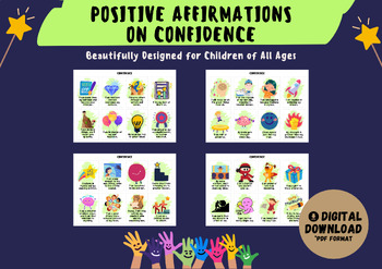 Preview of 32 Positive Affirmation Cards on Confidence for Children