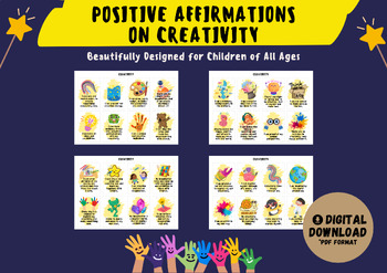 Preview of 32 Positive Affirmation Cards on Creativity for Children