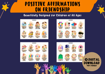 Preview of 32 Positive Affirmation Cards on Friendship for Children