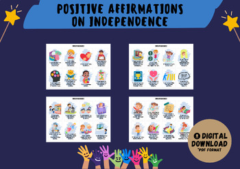 Preview of 32 Positive Affirmation Cards on Independence for Children