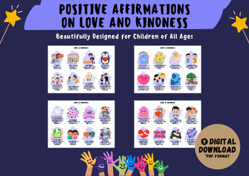 Preview of 32 Positive Affirmation Cards on Love & Kindness for Children