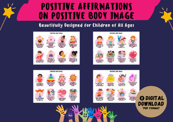 Preview of 32 Positive Affirmation Cards on Positive Body Image for Children