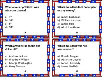 32 President Trivia Task Cards: Grades 6-8 (Perfect for President's Day)