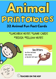 32 Printable Animal Fact cards, writing or research stimul