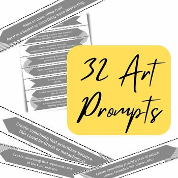 Preview of 32 Printable Art Prompt Cards for Middle and High School Art