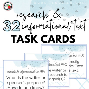 Preview of 32 Research and Informational Text Task Cards / Print and Digital