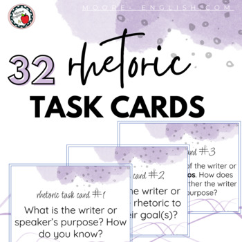 Preview of 32 Rhetoric Task Cards for ANY Argumentative / Persuasive Text / Print + Digital