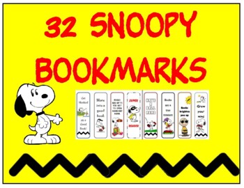Preview of 32 Snoopy Bookmarks, Library Reward, Peanuts gang also Birthday book mark