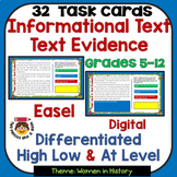 32 Text Evidence DIGITAL Task Cards - Differentiated  Wome
