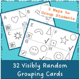 32 Black Line Visibly Random Grouping Cards - Math Themed