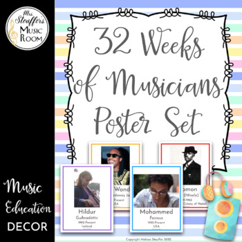 Preview of 32 Weeks of Musicians and Composers Poster Set - Editable