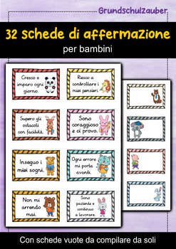 Preview of 32 carte per le affermazioni - Affermazioni positive per bambini (italiano)