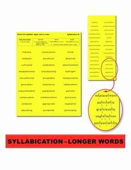 Preview of Syllabication – Longer Words Task Cards