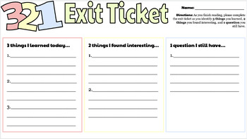 Preview of 321 CFU Exit Ticket Template on Google Slides