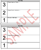 321 Exit Slip for use with Parents, Students and Staff