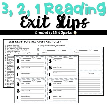Preview of 3,2,1 Reading Exit slip