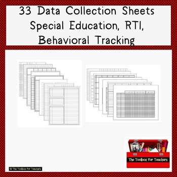 Preview of Data Collection Fillable Special Education RTI IEP Progress Monitoring 33 Sheets