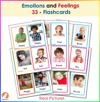 Preview of 33 Different Emotions & Feeling Flashcards Autism Visual Aid, Special Education