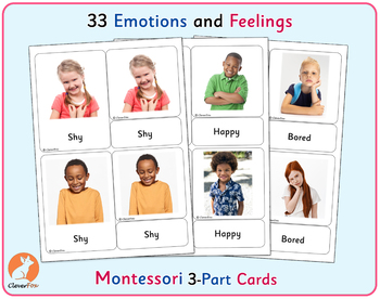 33 Different Emotions and Feelings Montessori 3-Part Cards (66 set ...