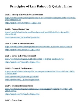 Preview of 33 Kahoots & Quizlet (Online Games) Sets for Principles of Law